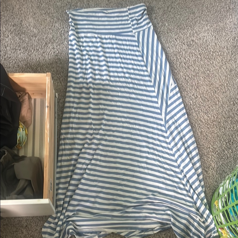 Promesa Asymmetrical Blue and White Maxi Skirt